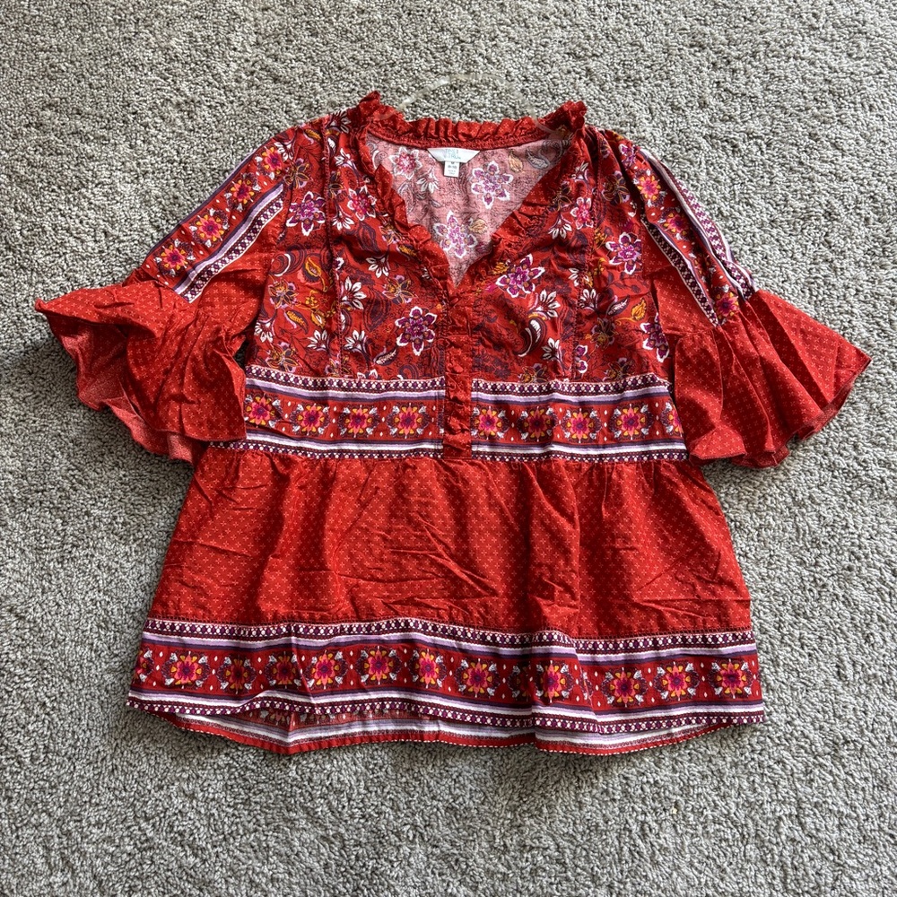 Time and Tru Size M Boho Flowy Top